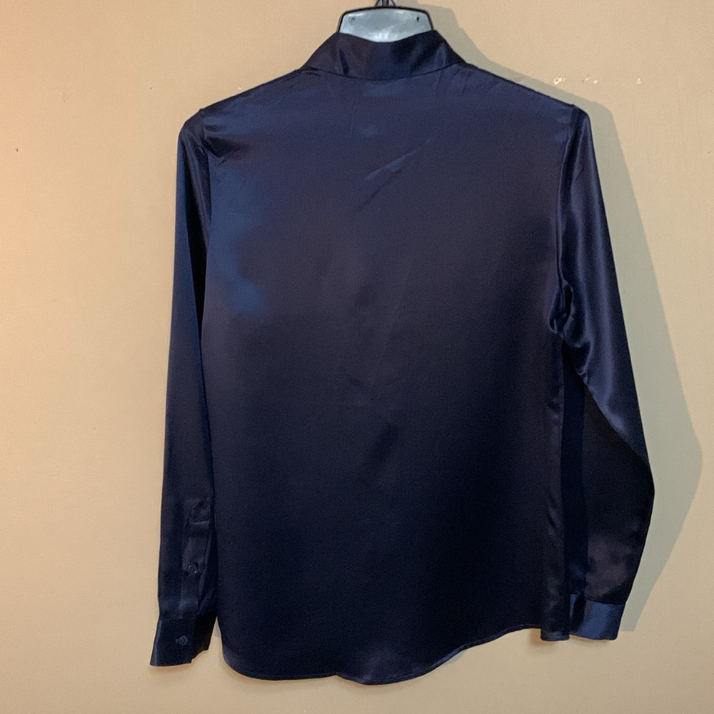 LILYSILK Women’s Basic Concealed Placket Silk Shirt Navy Blue XS Quiet Lux - Picture 2 of 15